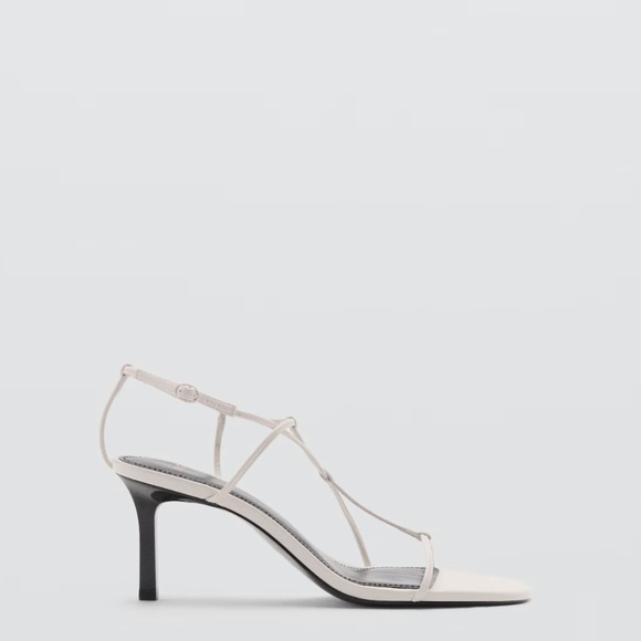 NIB Mango Criss-Cross Strappy Sandals In Ivory Size 38 (7.5) - Picture 4 of 8